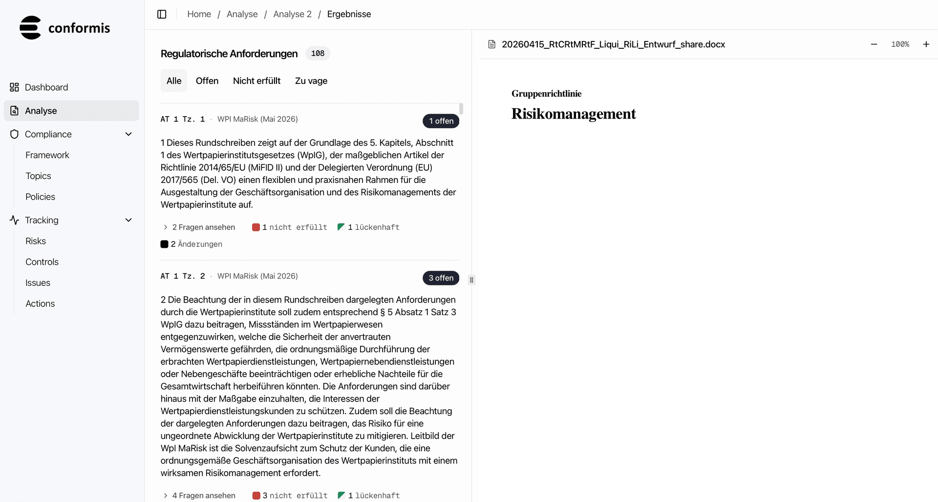 conformis – Quelldokument mit markierter Textstelle